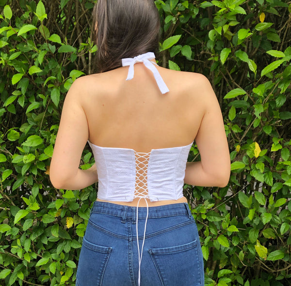 Bella White Eyelet Bustier