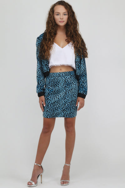 Ari Blue Leopard Skirt