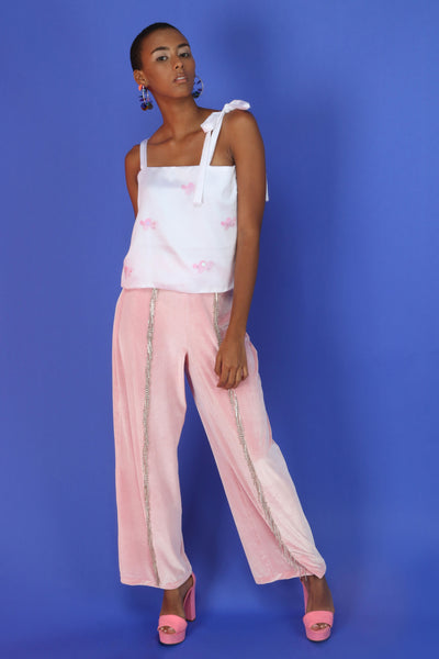 Donna Crystal Fringe Pants